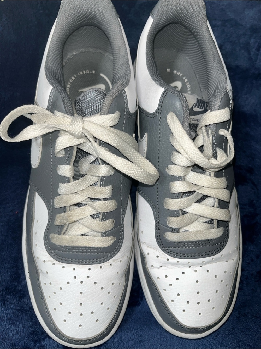 Nike Men's Court Vision White and Gray Low-Top Sneakers - Retro Style